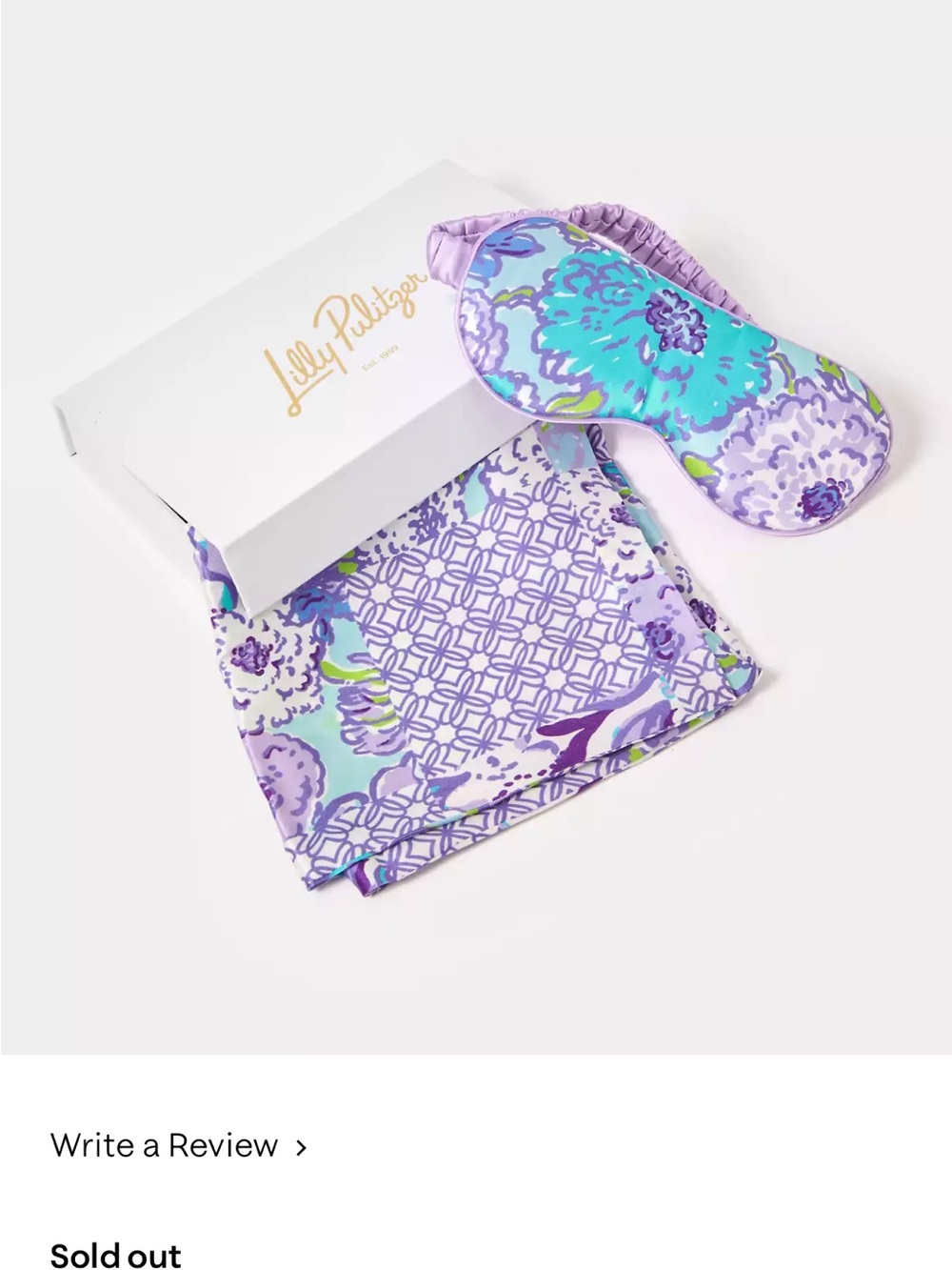 Lilly Pulitzer silk pillowcase and eye mask set